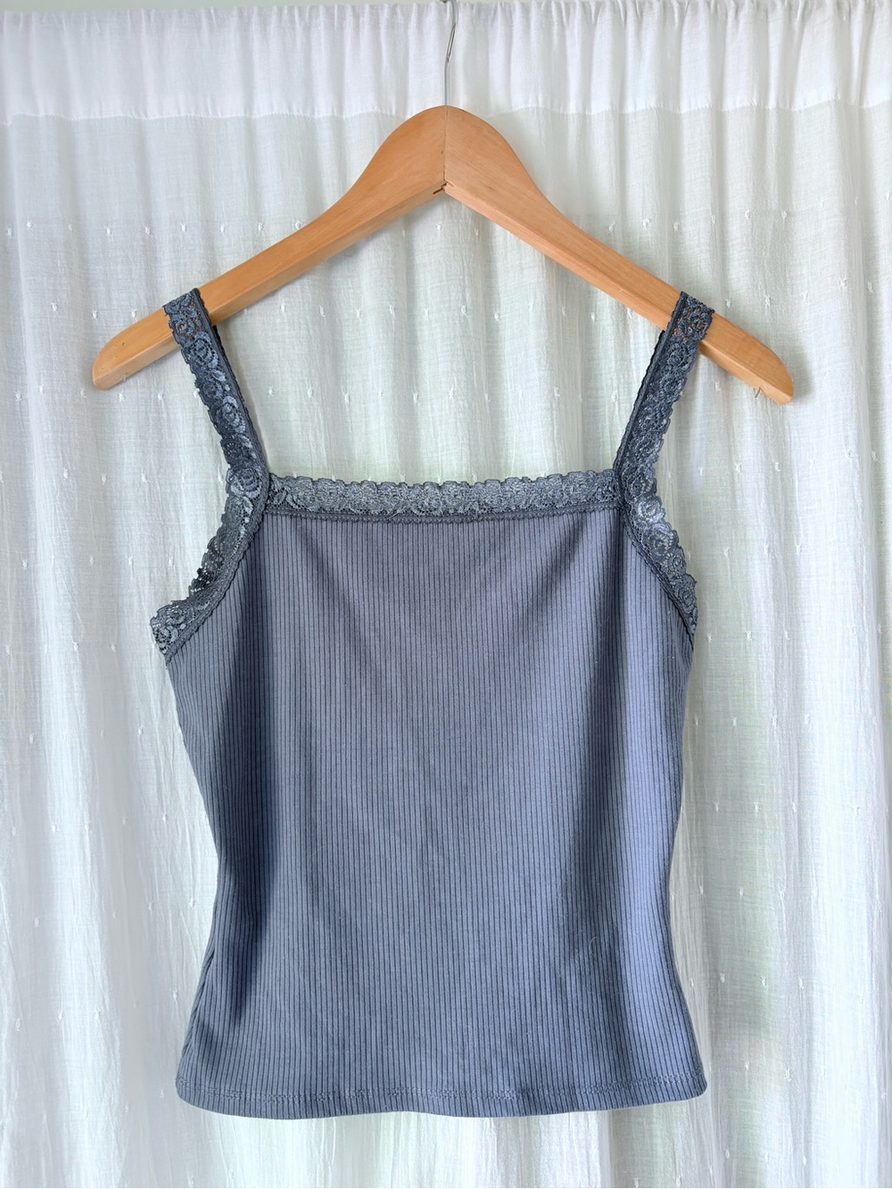 Vibe Lace-Trim Ribbed Cami Blue - Picture 2 of 4